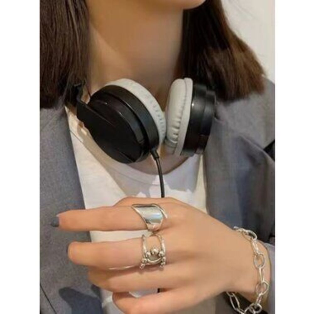 925 Sterling Adjustable? Bead Ball Ring - Picture 3 of 5